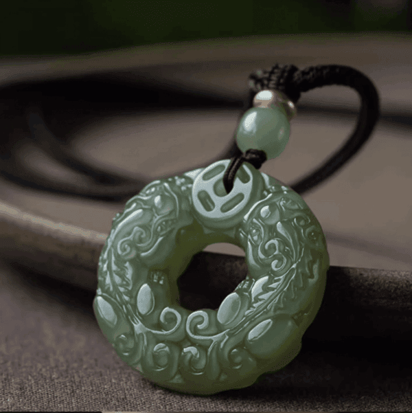 Jade-Look Pixiu Pendant – Double-Sided Carving (Green or White)