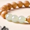 Hetian Jade & Peach Wood Bracelet – Harmony & Grounding
