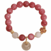 ec8ea0fe78af457fc59bd447a88464c3 Pink Tourmaline Bracelet with Clover Charm & Peace Pendant – Love & Harmony