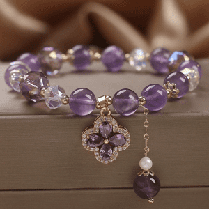 Violet Clover Bracelet – Amethyst Crystal of Fortune & Grace