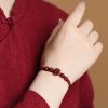 Purple Goldstone Rose Macramé Bracelet/Anklet – Wine Red