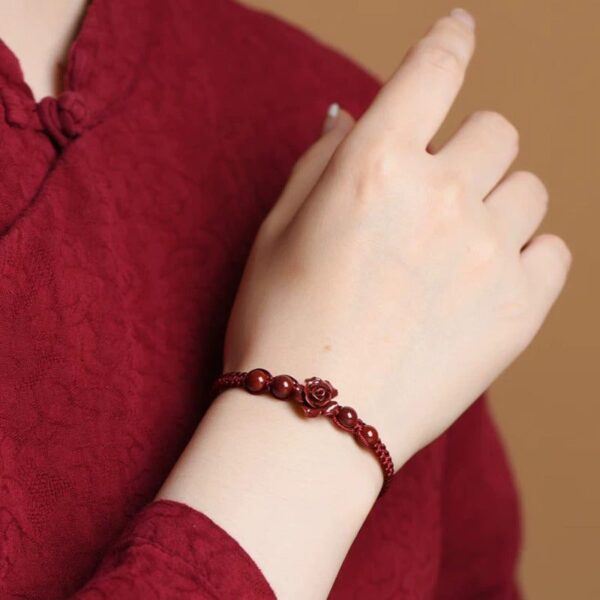 Purple Goldstone Rose Macramé Bracelet/Anklet – Wine Red