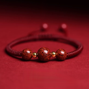 Cinnabar Crystal Sand Red String Bracelet – Hand-Braided Macramé