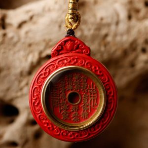 Mountain Spirit Coin Cinnabar Charm (Ancient Wealth Talisman)