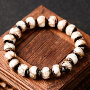 Wisdom White Ash-Glass Bead Bracelet