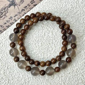 Wood Bead Double-Layer Bracelet – New Chinese Style Stack