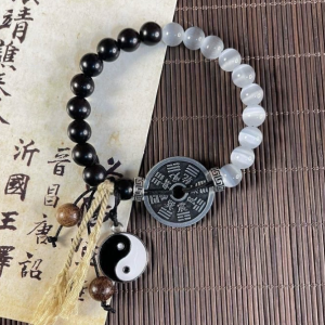 Yin–Yang Balance Bracelet – Black Obsidian & White Agate Harmony