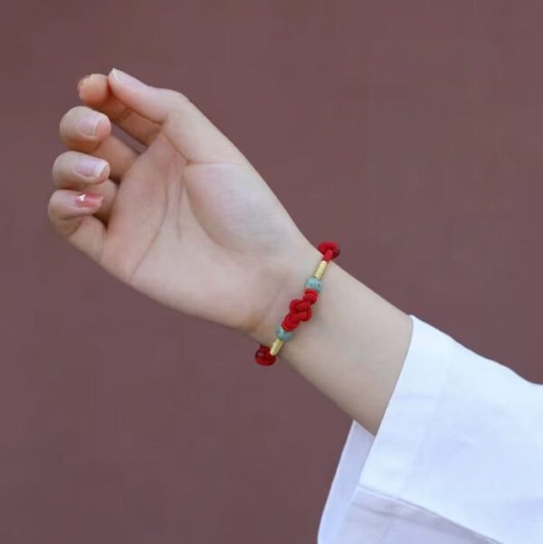 Harmony Knot Bracelet – Jade Beads & Red Cord Protection Charm