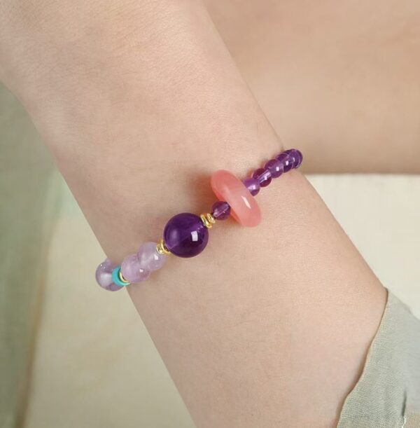 Aurora Flow Bracelet – Amethyst & Pink Crystal Harmony