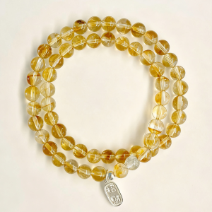Golden Citrine Double-Wrap Bracelet with Silver Fortune Ingot – Prosperity & Abundance