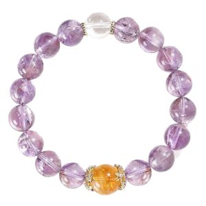 Amethyst & Citrine Harmony Bracelet with Clear Quartz Accent – Balance & Prosperity