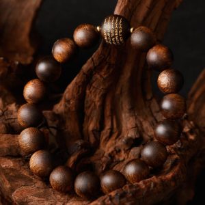 Premium Agarwood Bracelet – Five Elements Mantra Bead (Kynam/Qinan)