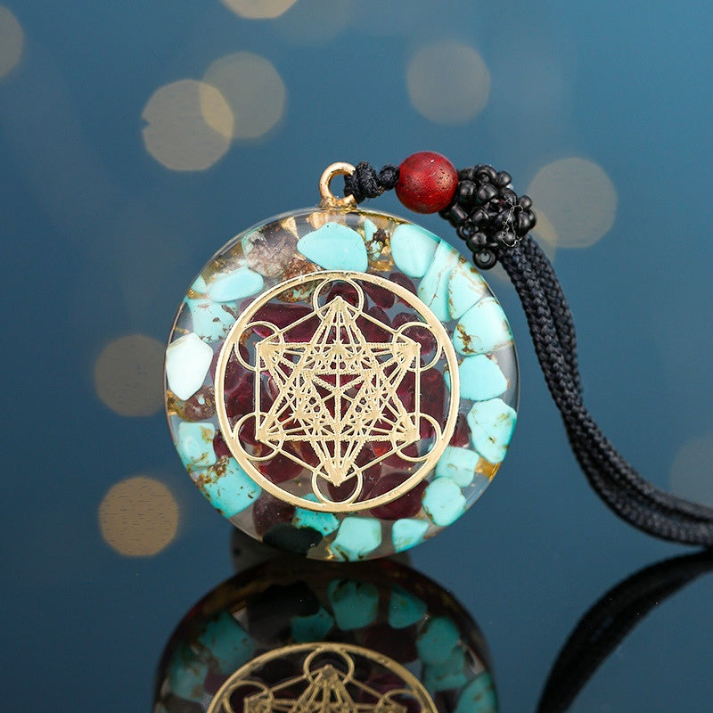 ArchangelMetatronOrgoniteNecklace1 Archangel Metatron Orgonite Pendant - Turquoise Necklace - Buddha & Karma