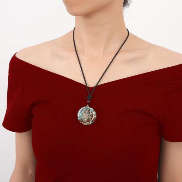 Archangel Metatron Orgonite Pendant - Turquoise Necklace - Buddha & Karma