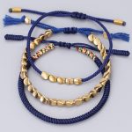 Blue Copper Beads Bracelet Set - Buddha & Karma