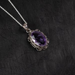 Royal Amethyst Silver Filigree Pendant – Clarity & Calm