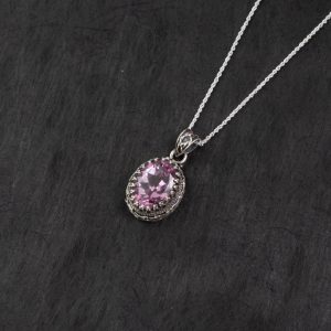 Pink Topaz Woven Halo Silver Pendant – Love & Harmony