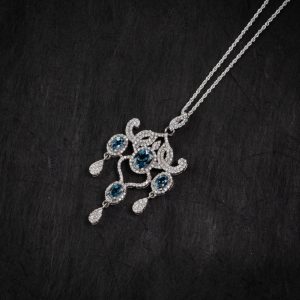 London Blue Topaz Chandelier Silver Pendant – Clarity & Communication(Pre-sale & Delivery 10 days later)