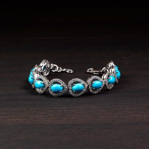Turquoise Halo 925 Silver Bracelet – Calm & Protection