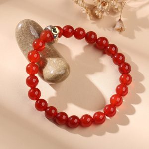 Red Agate Buddhist Guardian Deities Bracelet - Zodiac Bracelet for Luck, Protection - Buddha & Karma
