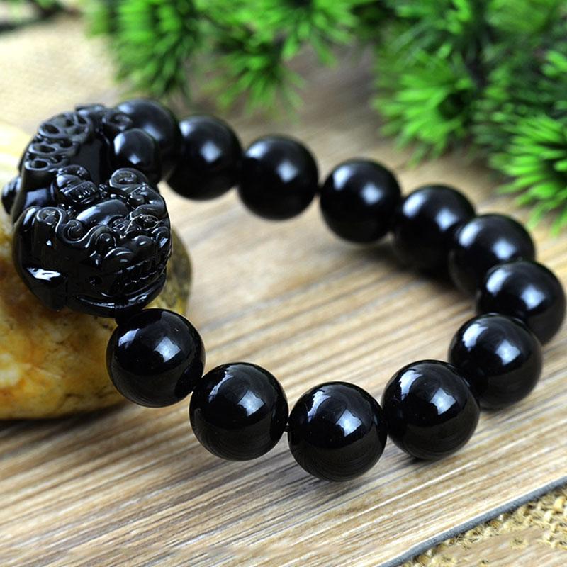 FengShuiPixiuWealthAbundanceBracelet-15 Black Obsidian Pixiu Bracelet - Wealth Protection - Buddha & Karma