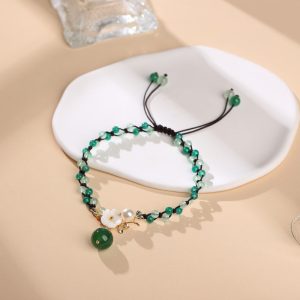 Jade Financial Success Anklet - Buddha & Karma