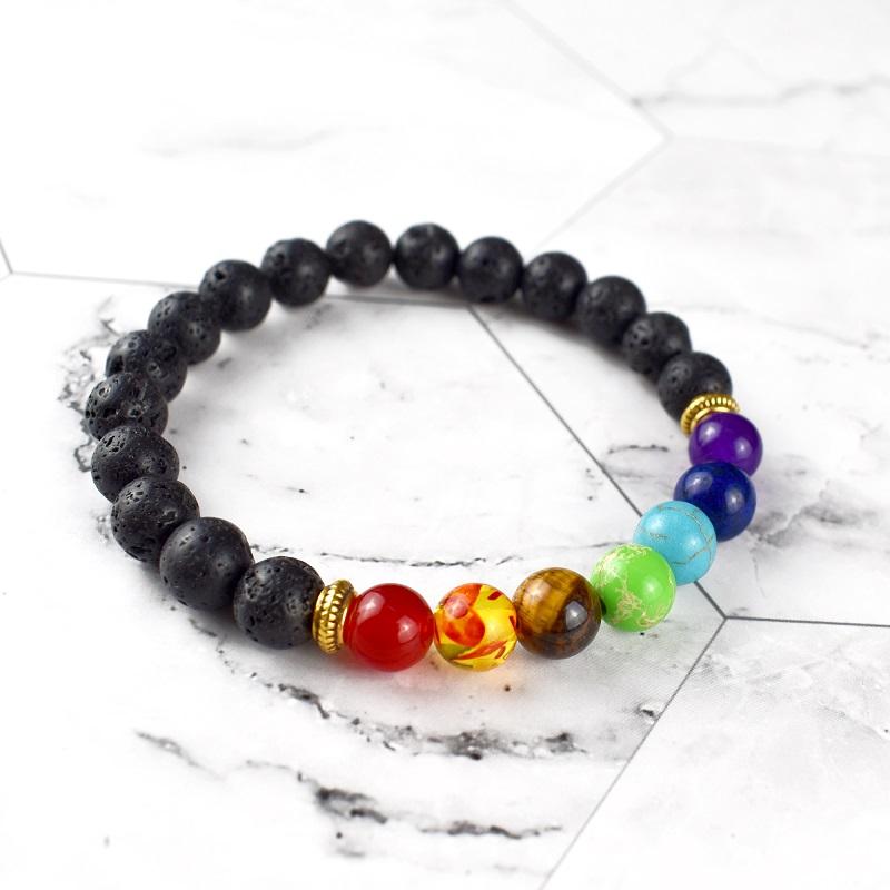 LavaStoneChakraDiffuserBracelet 7 Chakra Lava Stone Bracelet - Essential Oil Diffuser - Buddha & Karma