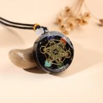 Black Tourmaline Metatron’s Cube Orgonite Protection Necklace