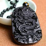 Natural Black Obsidian Dragon Protection Necklace - Buddha & Karma