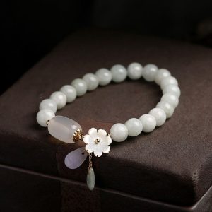 Natural Light Green Jade Bead Bracelet for Luck - Buddha & Karma