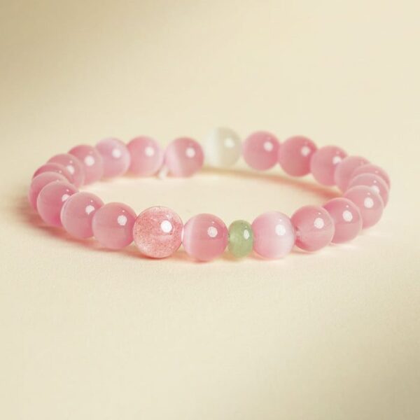 Pink Cat’s Eye Crystal Bracelet – Love, Luck & Romantic Energy