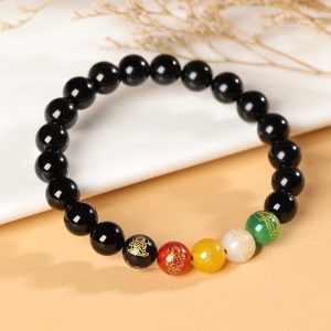 Five-Element Obsidian Bracelet – Protection & Prosperity Talisman