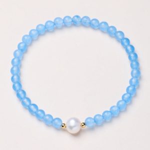 Aquamarine Bracelet with Pearl Focal – Women’s Calm & Elegance