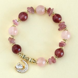 Moon & Star Charm Gemstone Bracelets – Crystal-Embedded Elegance Collection