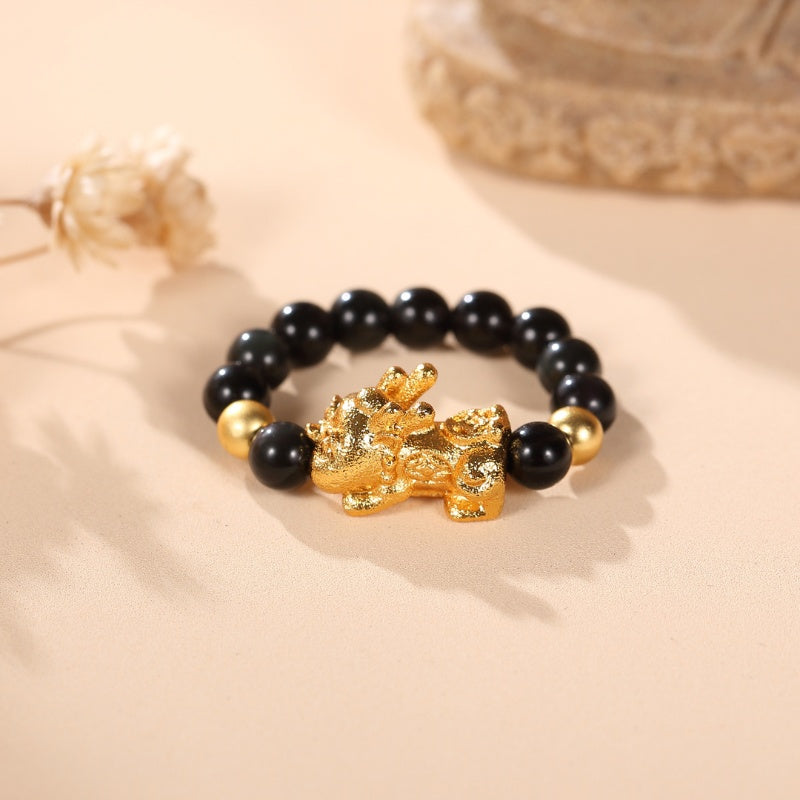 PixiuBlackObsidianWealthRing1 Pixiu Black Obsidian Wealth Ring - Buddha & Karma
