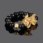 Pixiu Black Obsidian Wealth Ring - Buddha & Karma