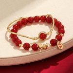 Red Agate Fu Bracelet Set - Buddha & Karma