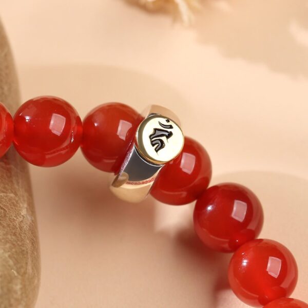 Red Agate Buddhist Guardian Deities Bracelet - Zodiac Bracelet for Luck, Protection - Buddha & Karma