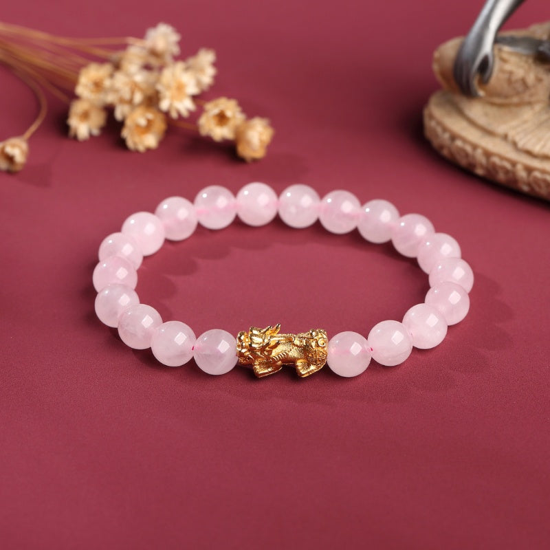 RoseQuartzPixiuLove_AbundanceBracelet1 Exclusive: Rose Quartz Pixiu Love & Abundance Bracelet - Buddha & Karma