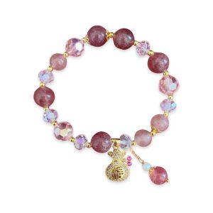Strawberry Quartz Heart Bracelet - Buddha & Karma