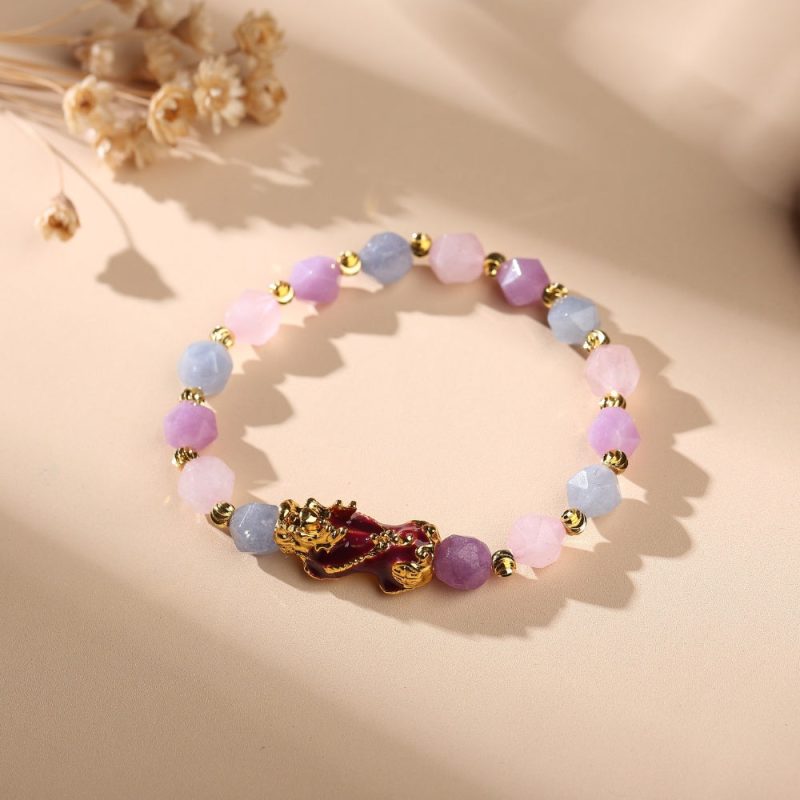 TheProsperityBracelet1 The Prosperity Bracelet - Amethyst, Aquamarine, Rose Quartz Pixiu - Buddha & Karma