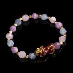 The Prosperity Bracelet - Amethyst, Aquamarine, Rose Quartz Pixiu - Buddha & Karma