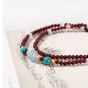 Garnet, Aquamarine & Amazonite Necklace – Love & Clarity