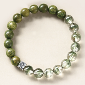 Verdant Spirit Bracelet – Green Sandalwood & Phantom Quartz Balance