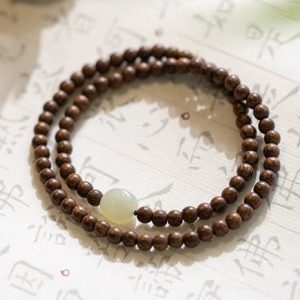 Wooden Mala Bracelet with Jade Accent – Multi-Color Variants