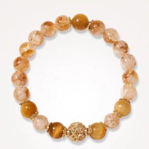 Citrine Crystal Bracelet – Prosperity & Confidence (Gold-Tone Filigree)