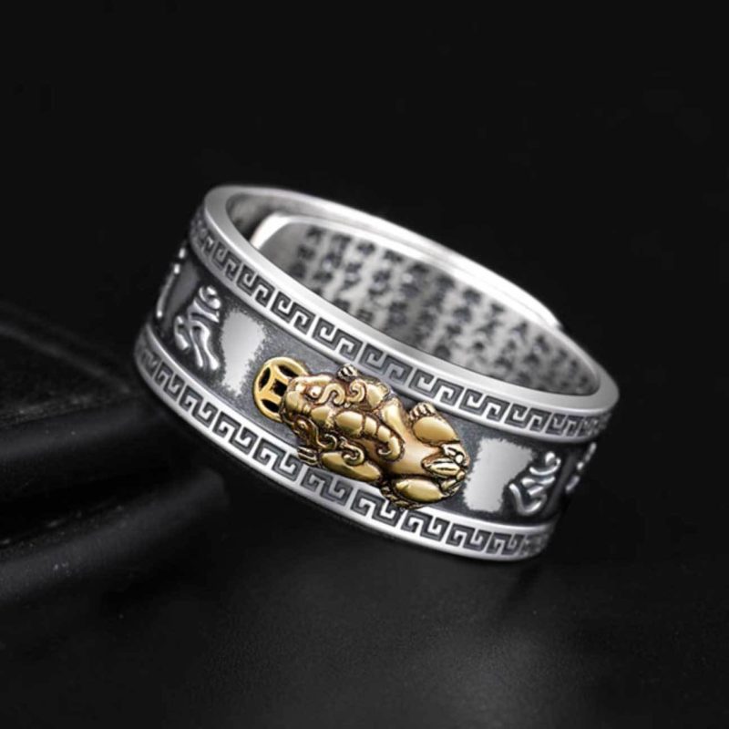 pixiu-ring-mani-mantra Feng Shui Pixiu Mantra Ring - Wealth & Protection - Buddha & Karma